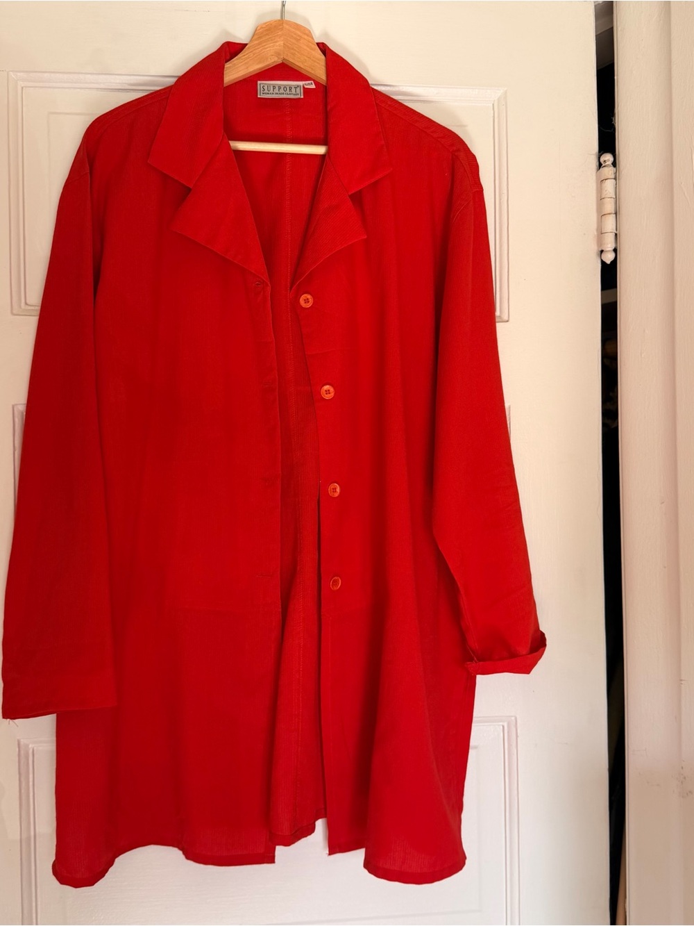 Bright Red Button-Up Shirt Jacket